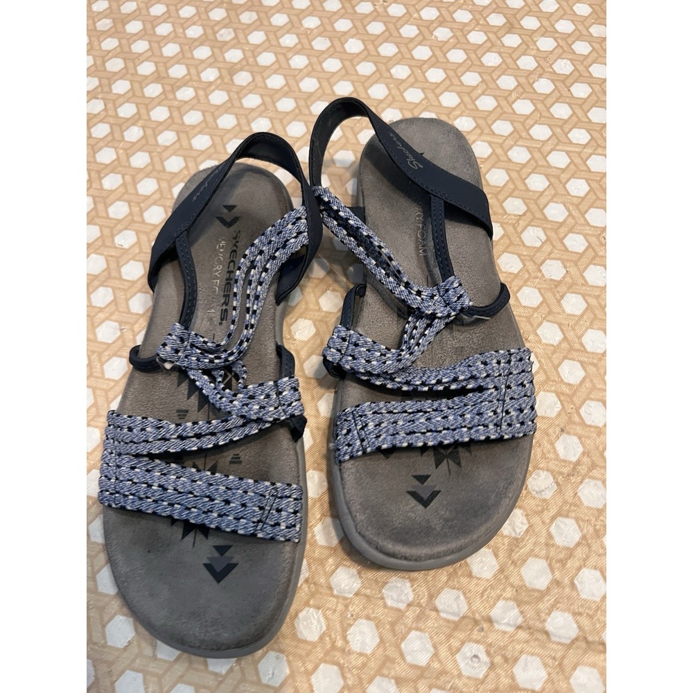 Skechers Memory Foam Sandals Blue & Gray Size 6